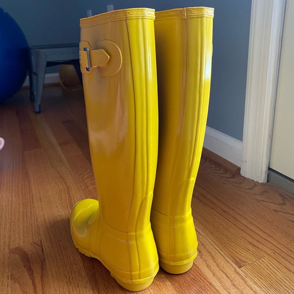 Hunter Yellow Gloss Tall Rain Boots - Picture 8 of 8
